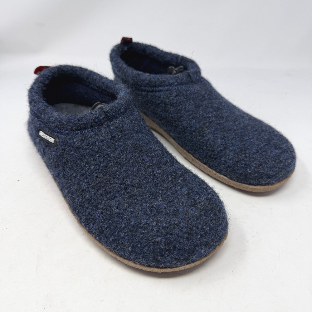 Giesswein Boiled Wool Slippers Mens 40 Navy Blue Excellent House Shoes Toggle
